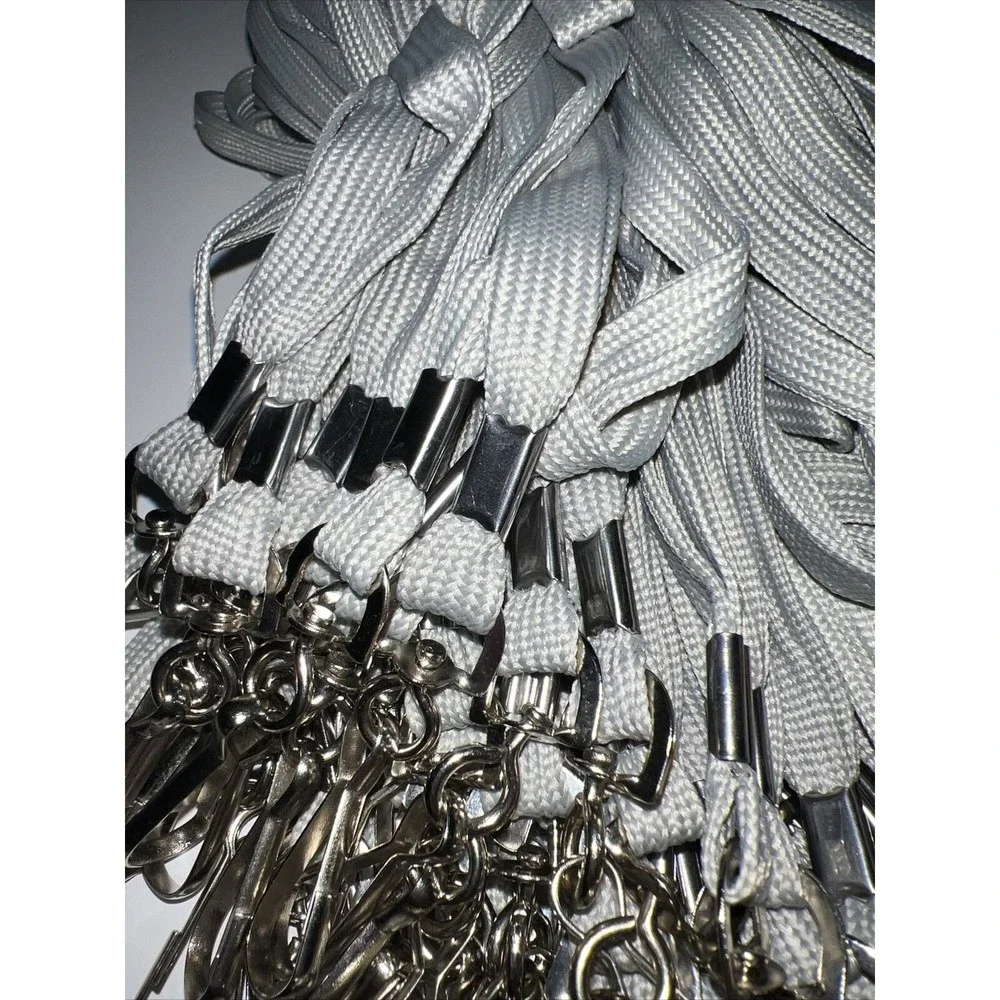 50 Pack Gray Lanyard Bulk Clip Swivel Hooks Cotton Neck Flat Lanyard with Clips